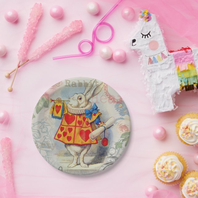 Assiettes En Carton Coeurs de lapin blanc Alice Classic (Fête)