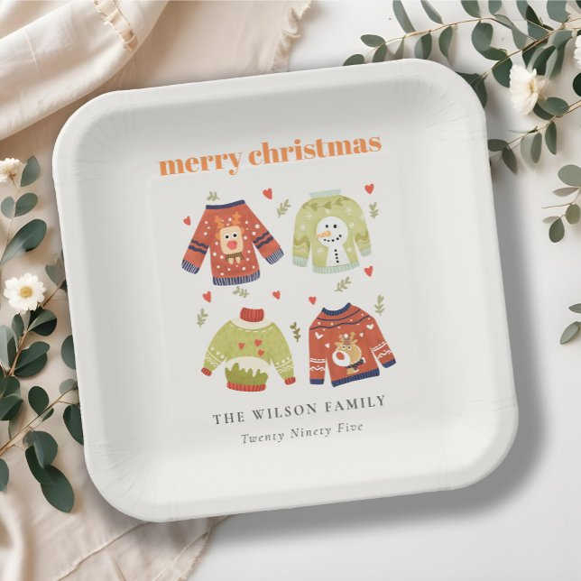 Assiettes En Carton Coeurs de Noël d'hiver mignonnes Laveux Sweater (Créateur téléchargé)