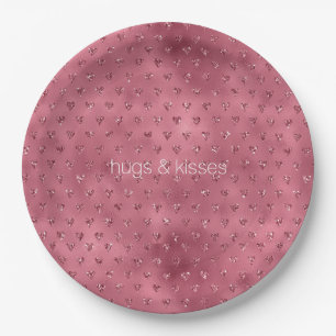 Assiettes En Carton Coeurs de Parties scintillant rouge brillant