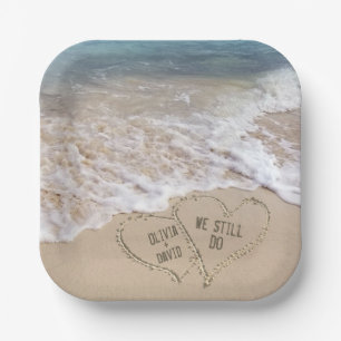 Assiettes En Carton Coeurs de plage mariages avec noms