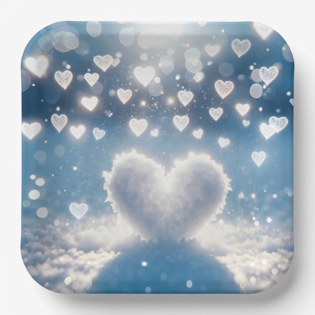 Assiettes En Carton Coeurs des neiges de Noël (Recto)