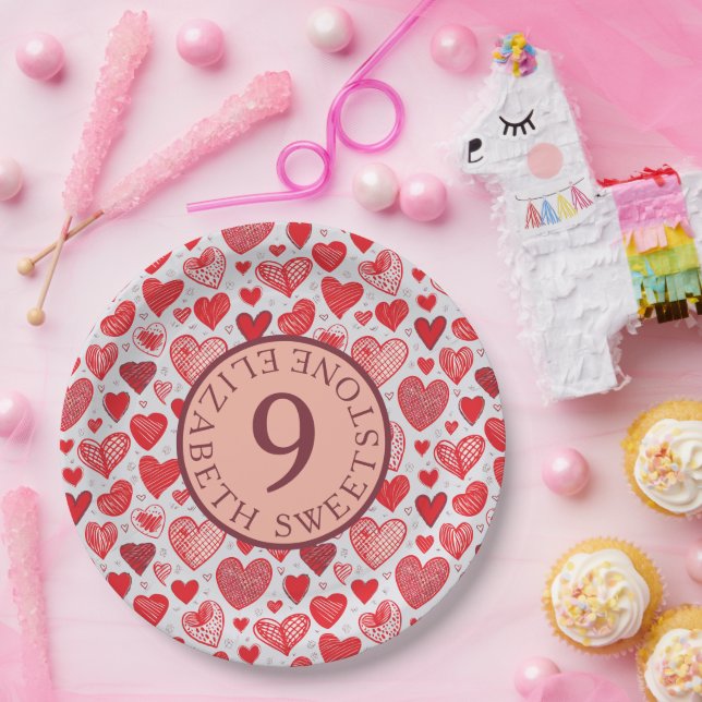 Assiettes En Carton Coeurs et amour (Fête)