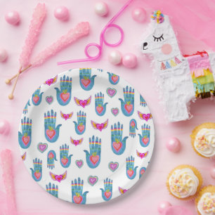 Assiettes En Carton Coeurs et mains flamboyants Aquarelle Valentines A