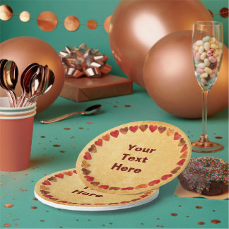 Assiettes En Carton Coeurs Feuilles Automne Sur Plaques Papier Ancienn