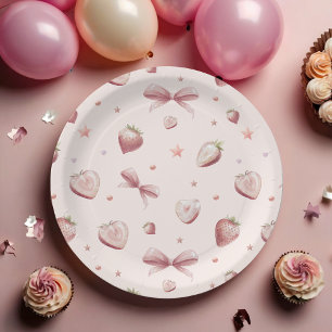 Assiettes En Carton Coeurs fraises Love Ribbon Stars