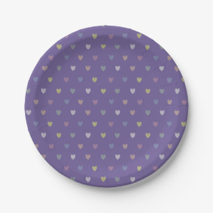 Assiettes En Carton Coeurs minuscules polka sur violet violet Ultra vi