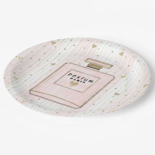 Assiettes En Carton Cœurs roses et or Paris Parfum Chic Mode