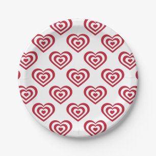 Assiettes En Carton Coeurs rouges