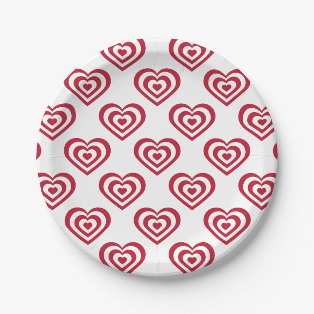 Assiettes En Carton Coeurs rouges (Devant)