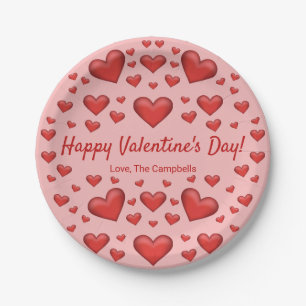 Assiettes En Carton Cœurs rouges Joyeuse Saint-Valentin & Texte person