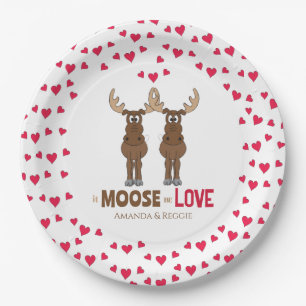Assiettes En Carton Coeurs rouges mariages mignons Moose Whimsical Cus