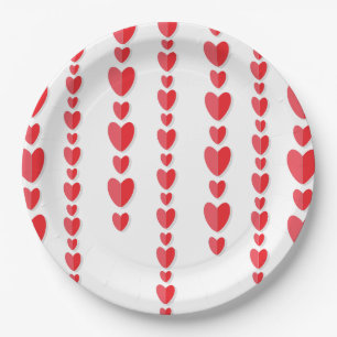 Assiettes En Carton Cœurs Rouges Mignon Saint-Valentin 