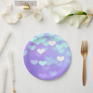 Assiettes En Carton Cœurs violets
