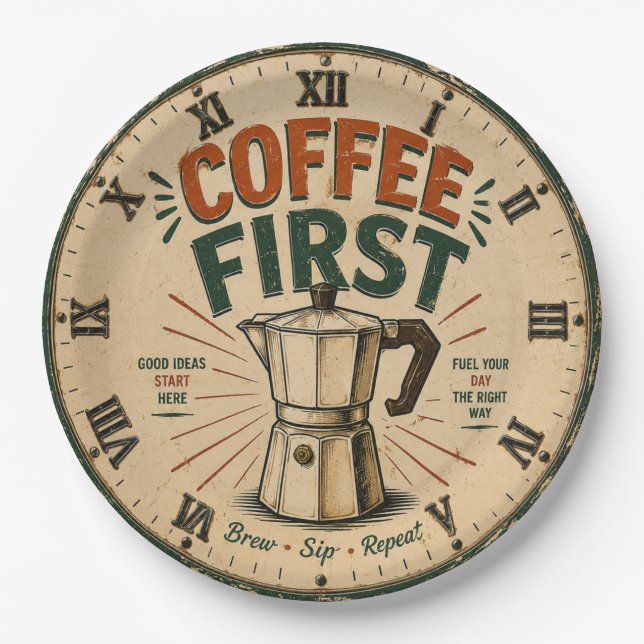 Assiettes En Carton Coffee First  (Devant)