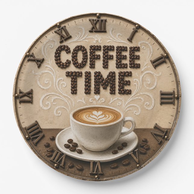 Assiettes En Carton Coffee Time  (Devant)