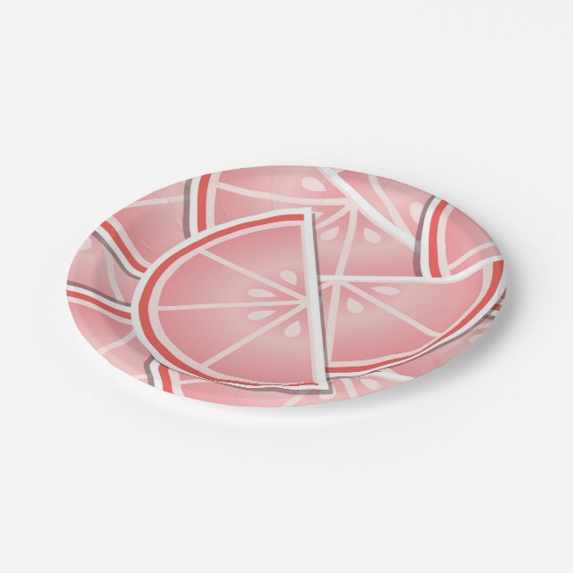 Assiettes En Carton Coincés de pamplemousse rose (Angle)