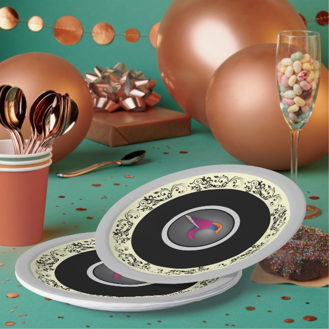 Assiettes En Carton colibri pourpre (Multi)