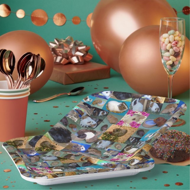 Assiettes En Carton Collage de photos de cochons de Guinée, (Multi)