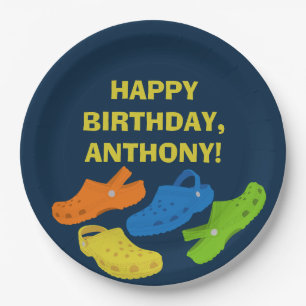 Assiettes En Carton Collage of Plastic Shoes Navy Blue Birthday Party