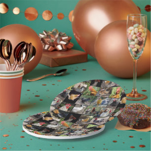 Assiettes En Carton Collage photo de poulets et de coqs,