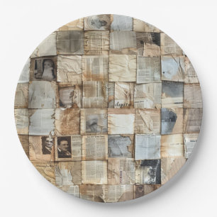Assiettes En Carton Collage rustique Vintage journal Patchwork (12)