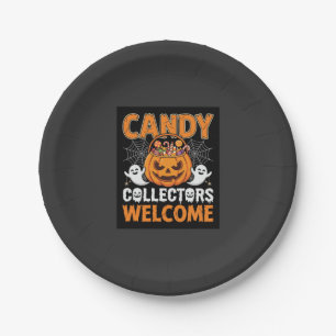 Assiettes En Carton Collecteurs de bonbons Halloween Bienvenue Citroui