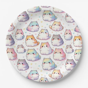 Assiettes En Carton Collection Chubby Cartoon Chat Avec Coeurs