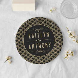 Assiettes En Carton Collection de Mariages Art Déco Gatsby vintage des