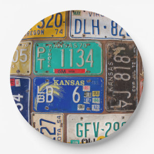 Assiettes En Carton Collection de plaques de licence Rusty Retro