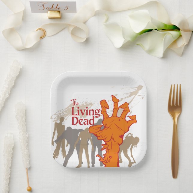 Assiettes En Carton Collection de timbres d'Halloween "The Living Dead (Mariage)