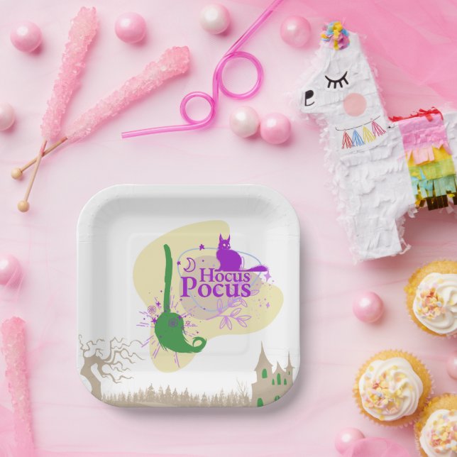 Assiettes En Carton Collection de timbres Halloween "Hocus Pocus" (Fête)