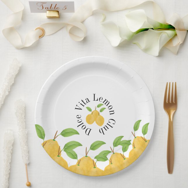 Assiettes En Carton Collection Lemon Bloom (Mariage)