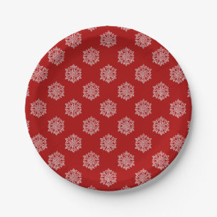 Assiettes En Carton Collection Simply Christmas Rouge et Flocon de Nei