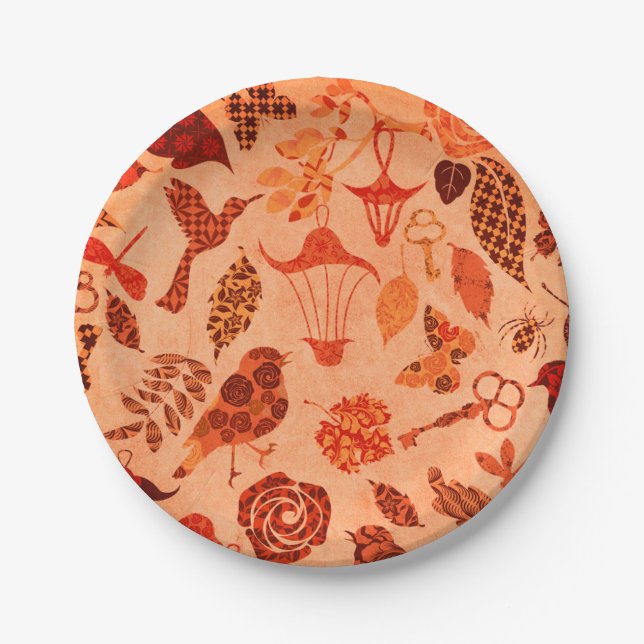 Assiettes En Carton Collier du jardin d'automne rustique automne vinta (Devant)