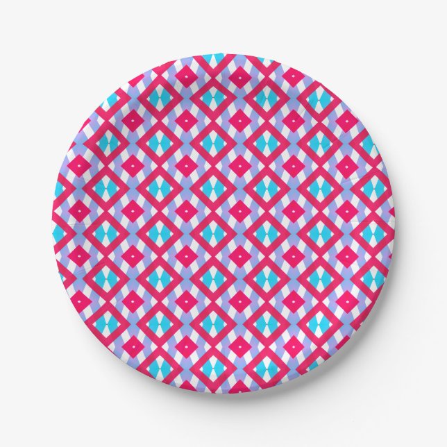 Assiettes En Carton Coloré bleu rose violet (Devant)