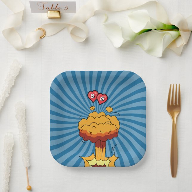 Assiettes En Carton Coloré Comic Book Pop Art Mariage (Mariage)