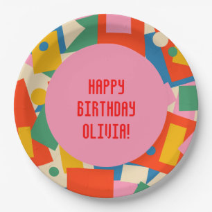 Assiettes En Carton Coloré des années 80 géométrique Abstrait moderne 