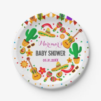 Assiettes En Carton Coloré Fiesta Culture mexicaine Baby shower Cactus