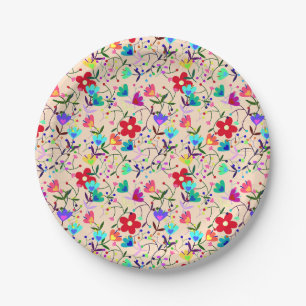 Assiettes En Carton Coloré Floral Feuille Foliage Design