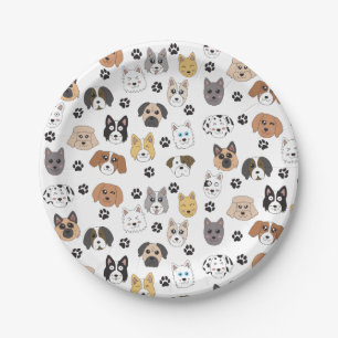 Assiettes En Carton Coloré mignon Chiens amusants et Chien Paw Motif