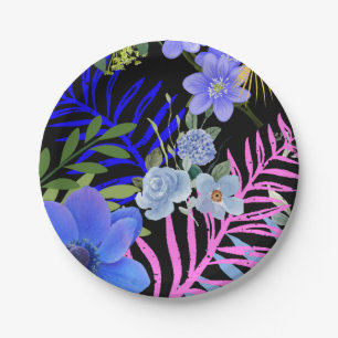 Assiettes En Carton Coloré Rétro Folin Floral Folid