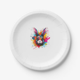 Assiettes En Carton Coloré Splash Art Cute Continental Giant Rabbit