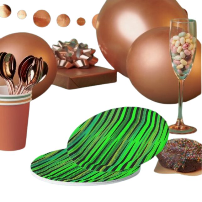 Assiettes En Carton Coloré vert Noël Zig Zag Motif (Créateur téléchargé)