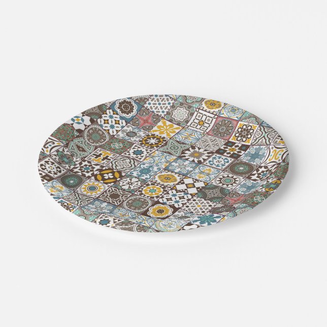 Assiettes En Carton Colored Moroccan (Angle)