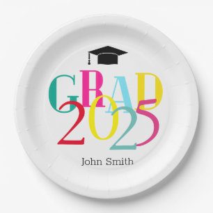 Assiettes En Carton Colorful GRAD 2024 Graduation Party Custom Paper