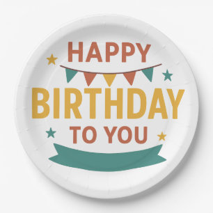 Assiettes En Carton Colorful Happy Birthday Party Plaque papier - Pers