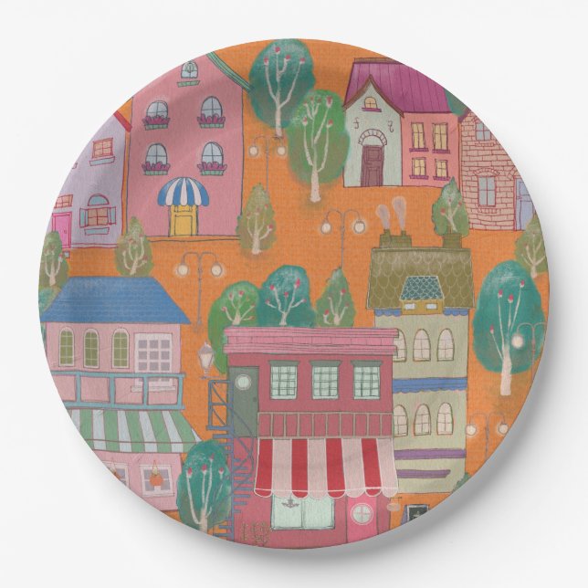 Assiettes En Carton Colorful Illustrated Paper Plates (Devant)