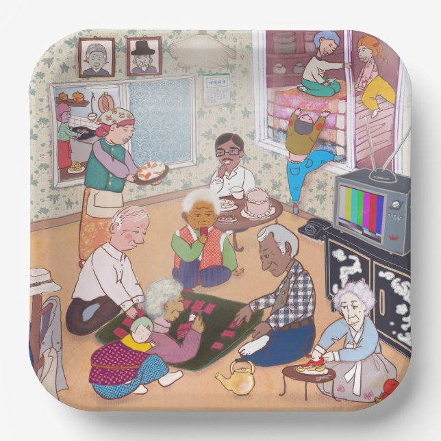 Assiettes En Carton Colorful Illustrated Paper Plates   (Recto)