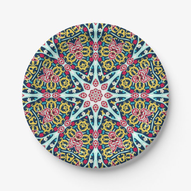 Assiettes En Carton Colorful Ornamental Rosette Mandala Art (Devant)