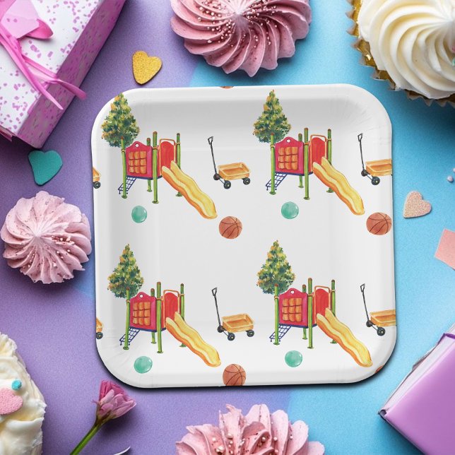 Assiettes En Carton Colorful Playground Birthday Party (Créateur téléchargé)